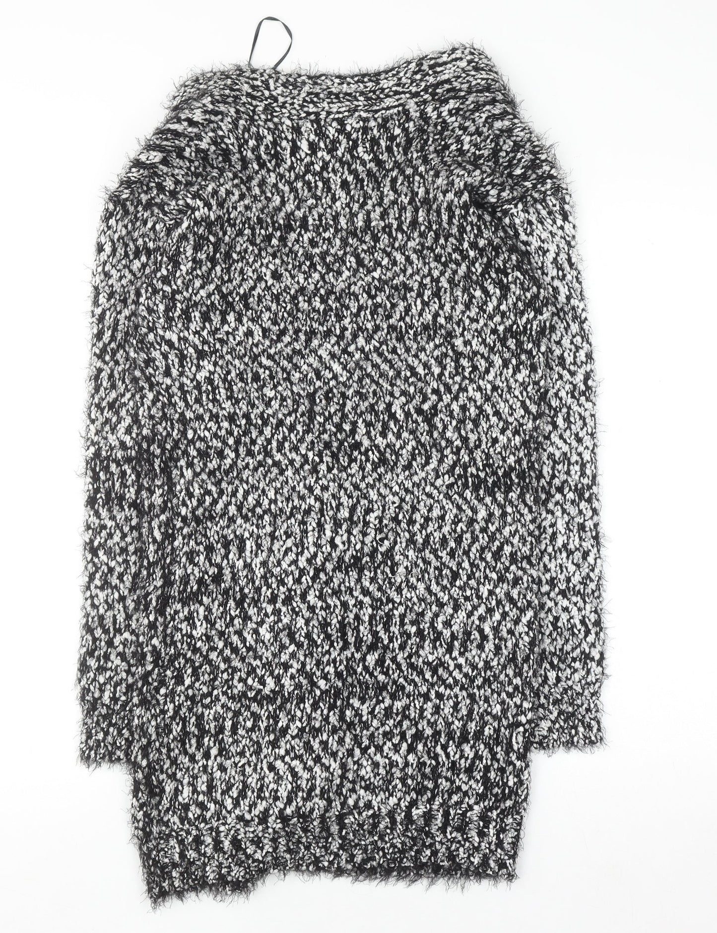Be You Women’s Black White Chunky Knit Open Cardigan Size 8-10
