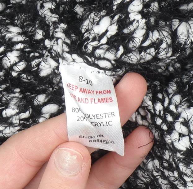 Be You Women’s Black White Chunky Knit Open Cardigan Size 8-10