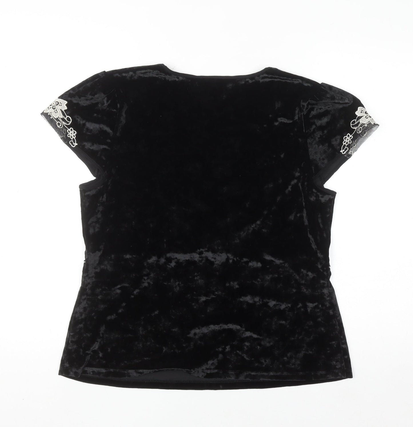 Next Women's Black Velvet Wrap Blouse UK 18 Embroidered Party Top