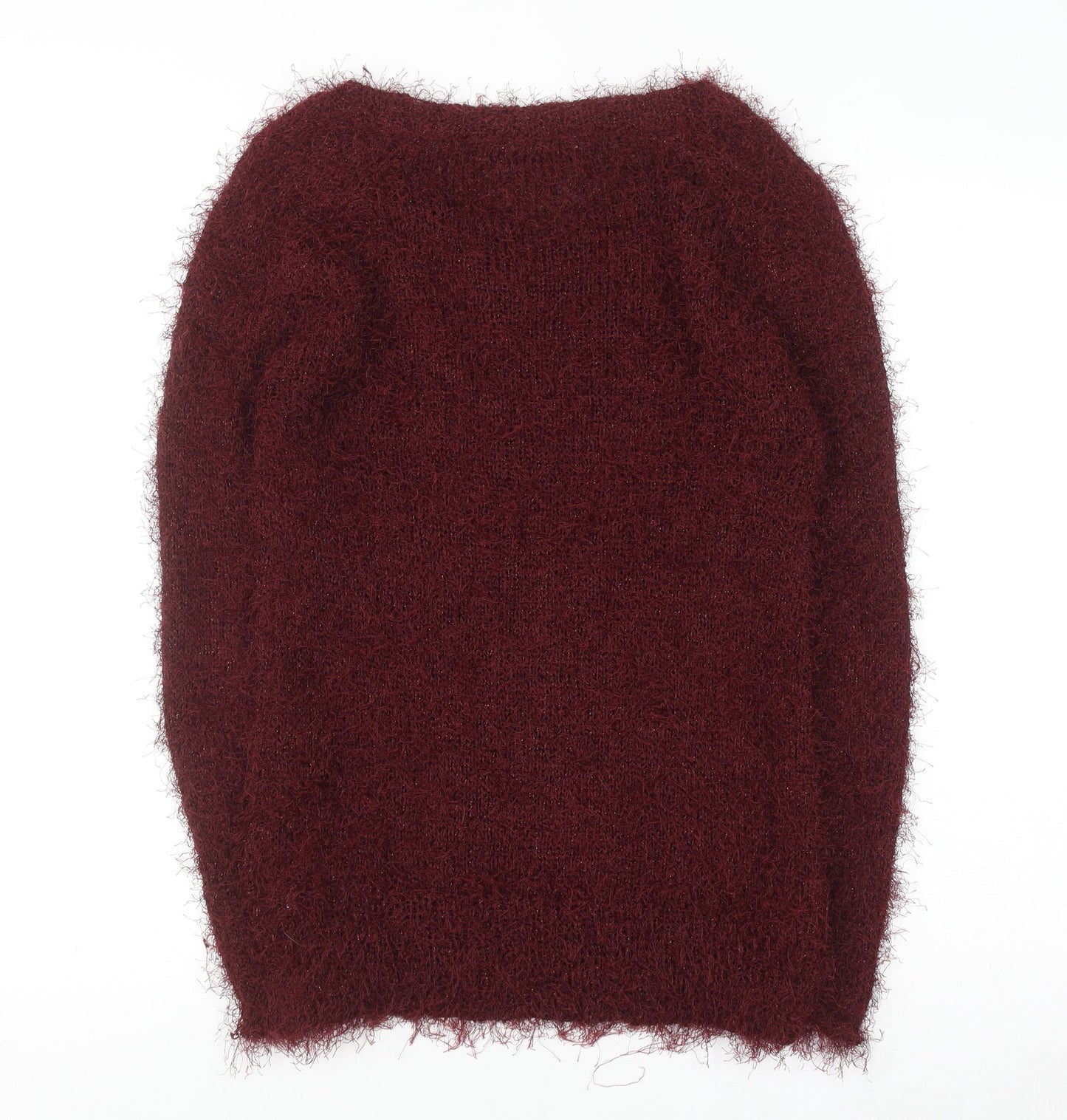 Next Women's Red Fuzzy Knit Pullover Jumper Size S