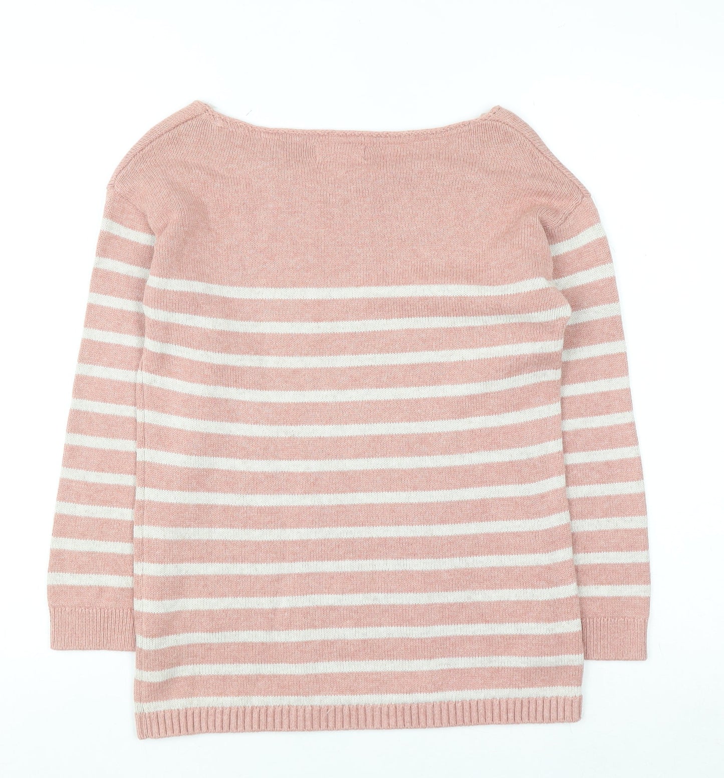 Fat Face Women’s Pink Striped Cotton Boat Neck Jumper Size 6