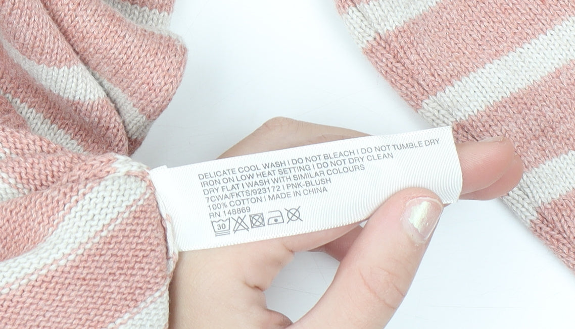 Fat Face Women’s Pink Striped Cotton Boat Neck Jumper Size 6