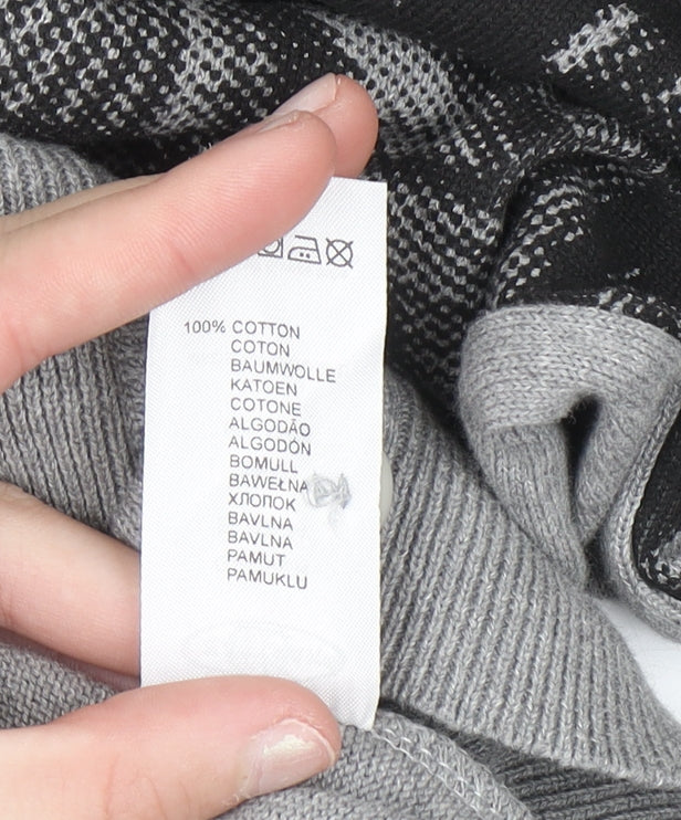 Eastpak Womens Grey XL Button Cardigan 100% Cotton Knit Graphic Print