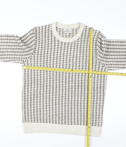 Marks & Spencer Men's Beige Waffle Knit Wool Blend Jumper M