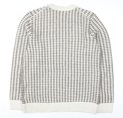Marks & Spencer Men's Beige Waffle Knit Wool Blend Jumper M