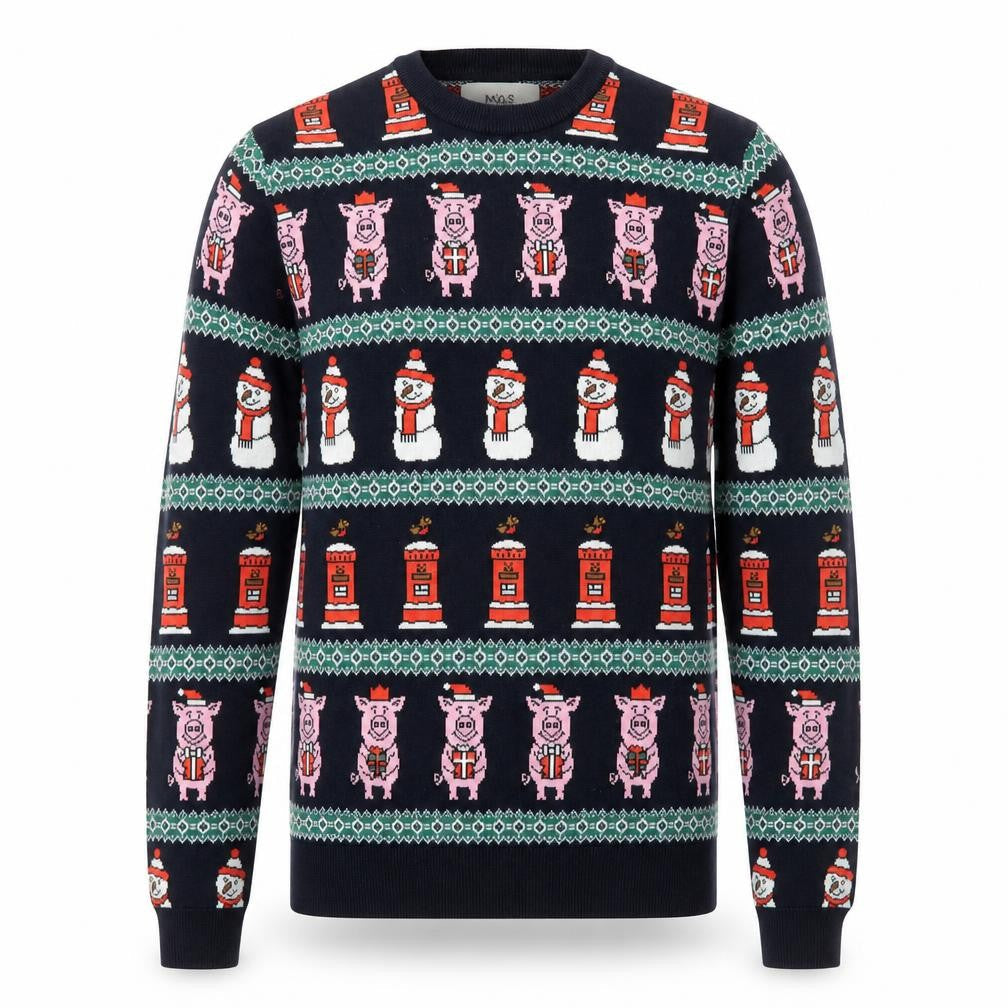 Marks & Spencer Men's Blue Christmas Cotton Jumper Size S