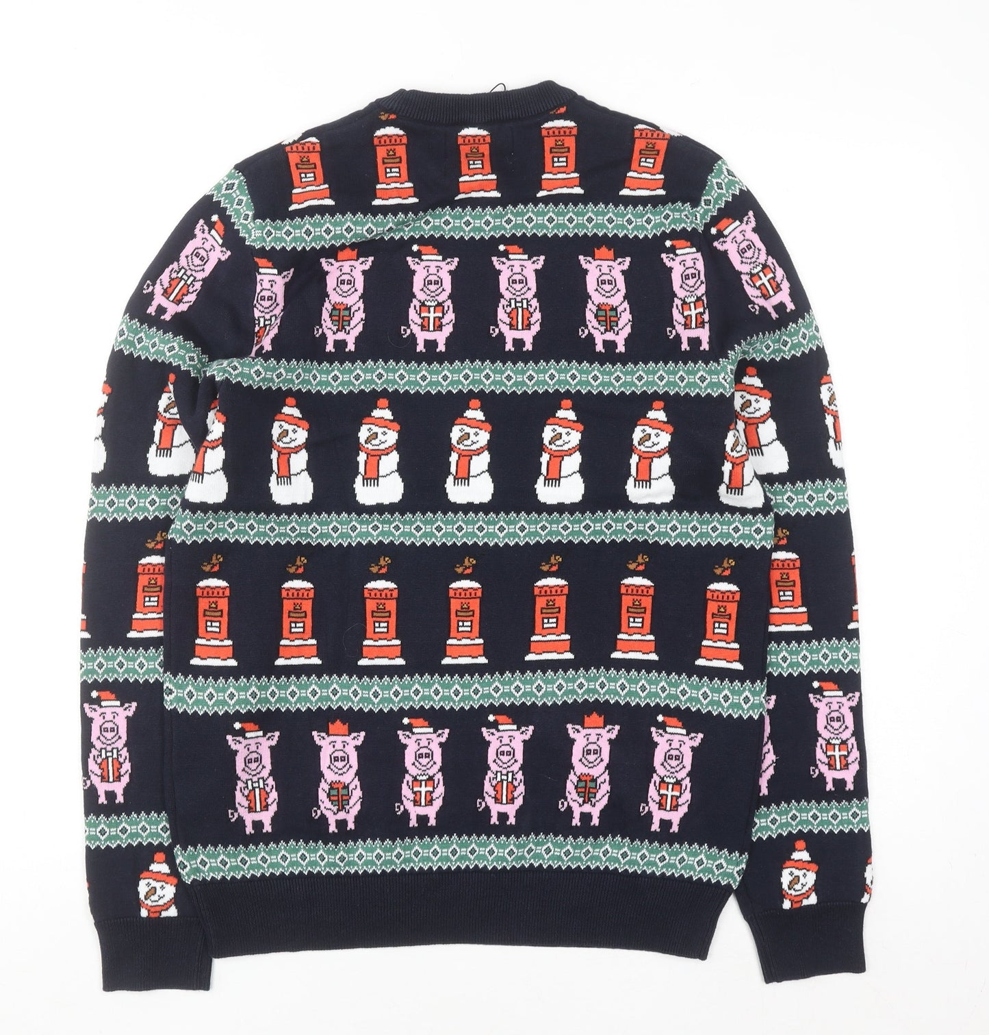 Marks and Spencer Men's Blue Christmas Cotton Jumper Size S