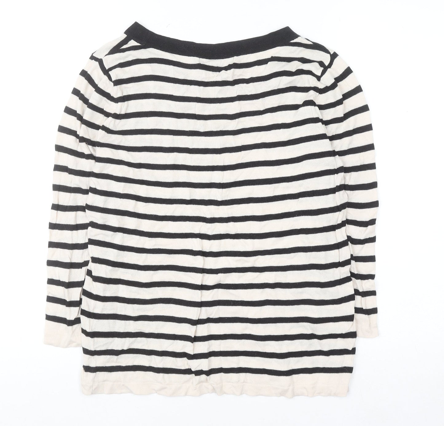 August Silk Women's Black Striped 3/4 Sleeve Knit Top M