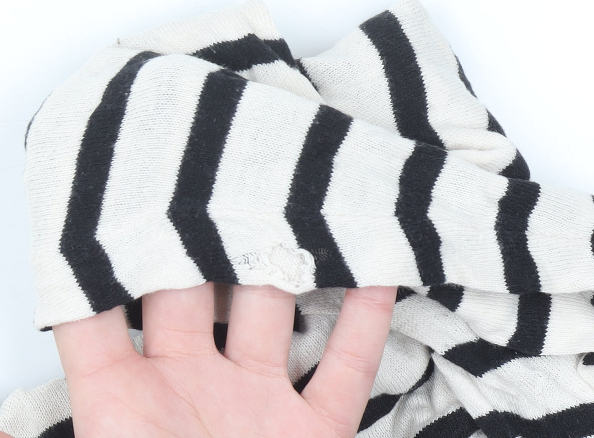 August Silk Women's Black Striped 3/4 Sleeve Knit Top M