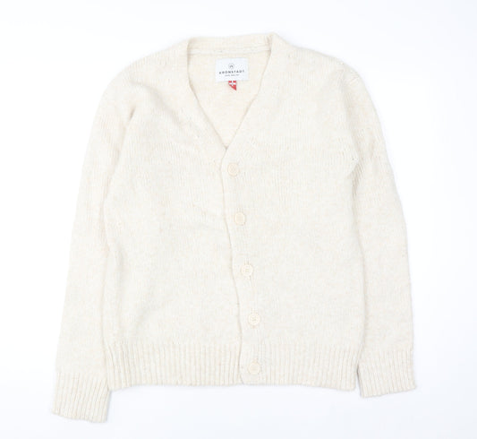 Kronstadt Women Ivory Wool Blend V-Neck Button Cardigan S