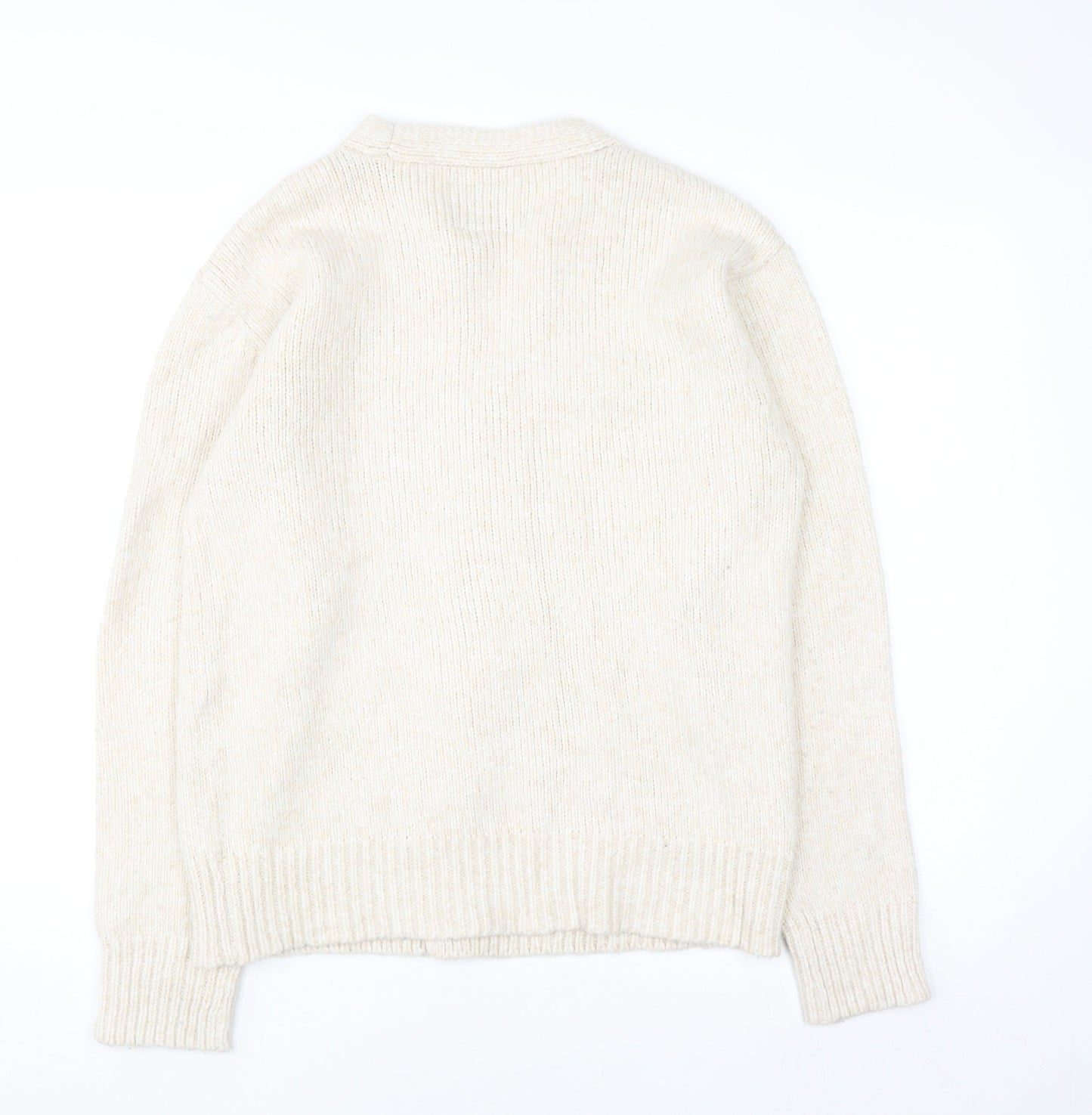 Kronstadt Women Ivory Wool Blend V-Neck Button Cardigan S