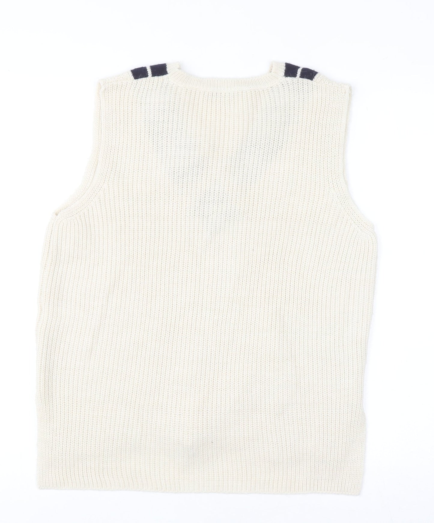 Next Men Ivory V-Neck Sleeveless Knit Vest Jumper M