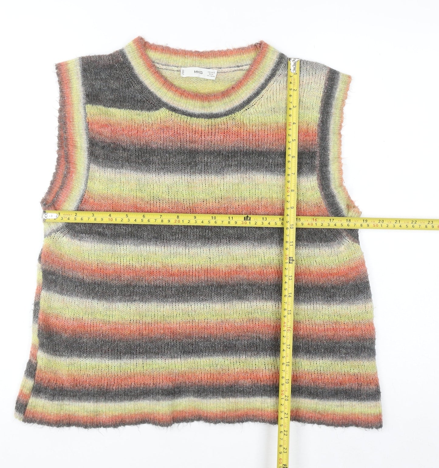 MNG Women’s Multicoloured Striped Knit Sleeveless Tank Top Size M