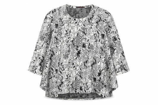 Cover Up Womens Black White Animal Print Tunic Blouse XL