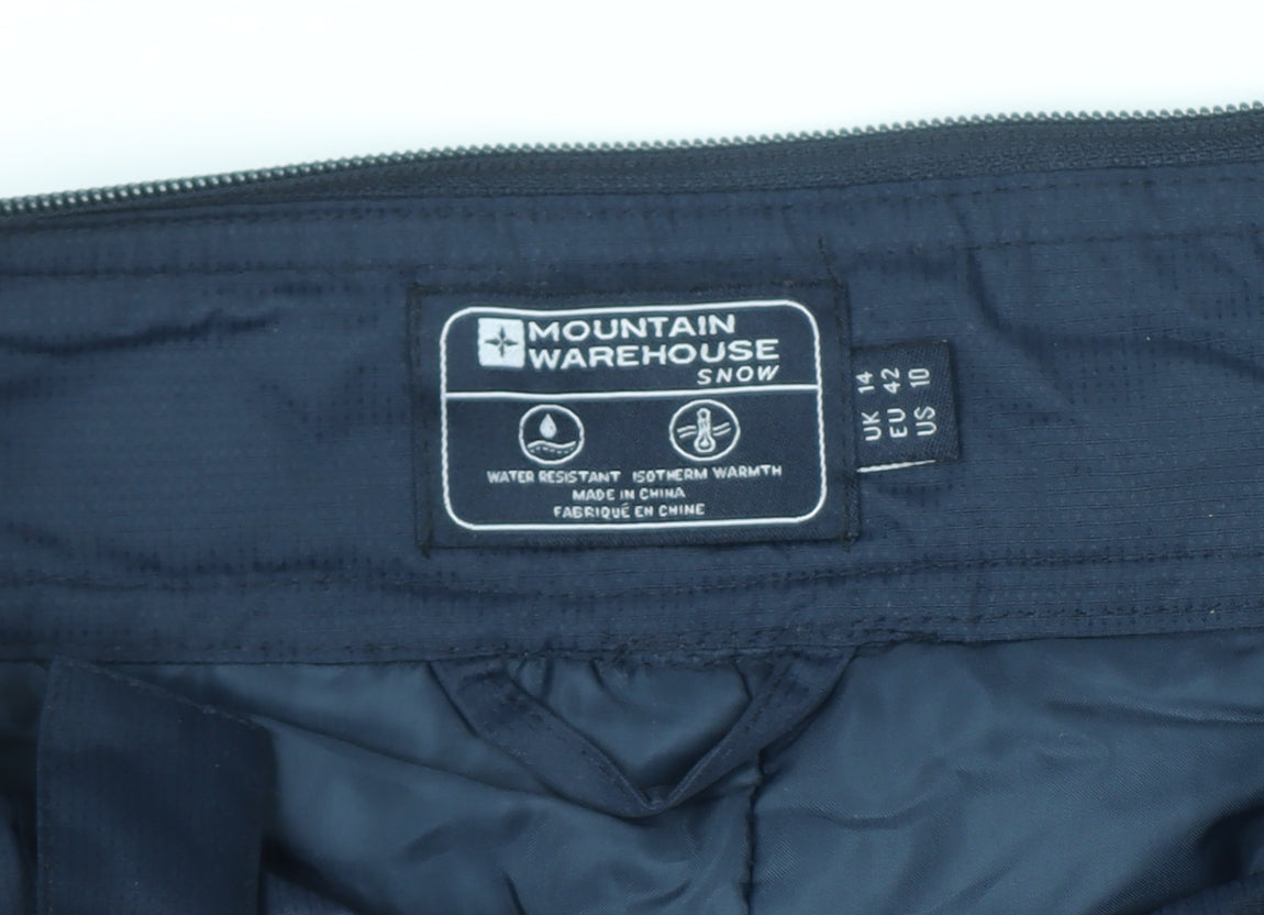 Mountain Warehouse Women Navy Blue Snow Pants UK 14 Water Resistant Warm Trousers