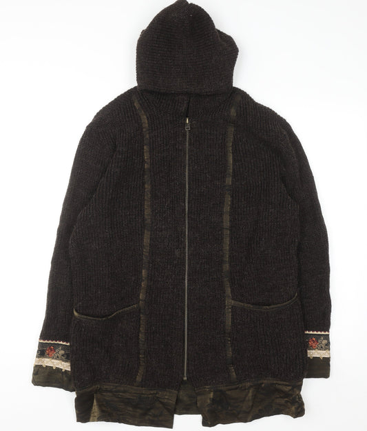 Bleu Blanc Rouge Men's Brown Wool Hooded Full Zip Jumper M