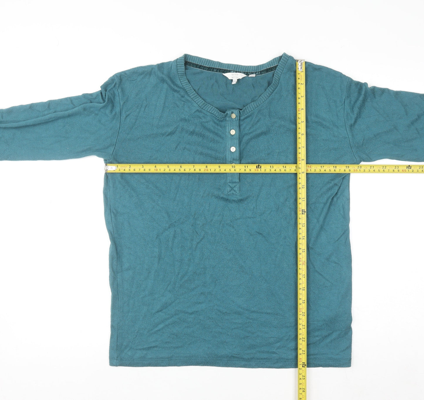 FatFace Women's Blue Henley Jumper UK 8 Long Sleeve Viscose Blend