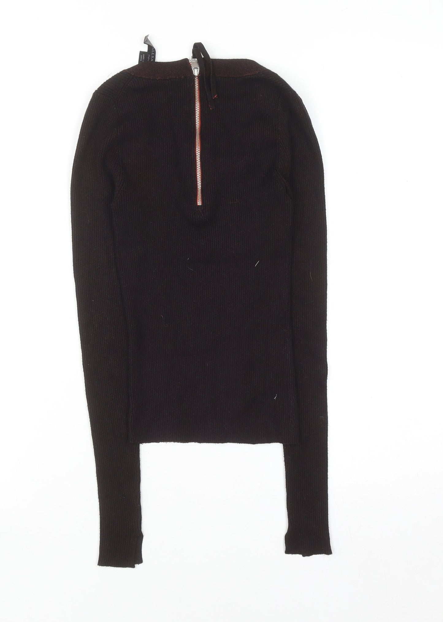 AllSaints Women's Brown Slim Fit Cropped Knit Top Size S