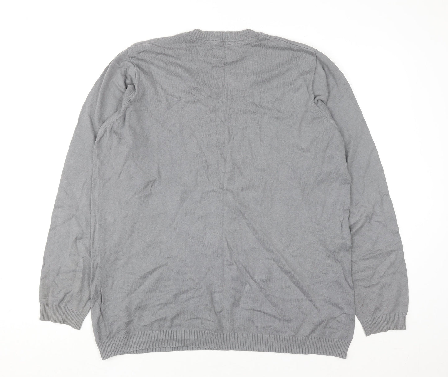 Adidas Mens Grey XL V-Neck Cotton Knit Pullover Jumper