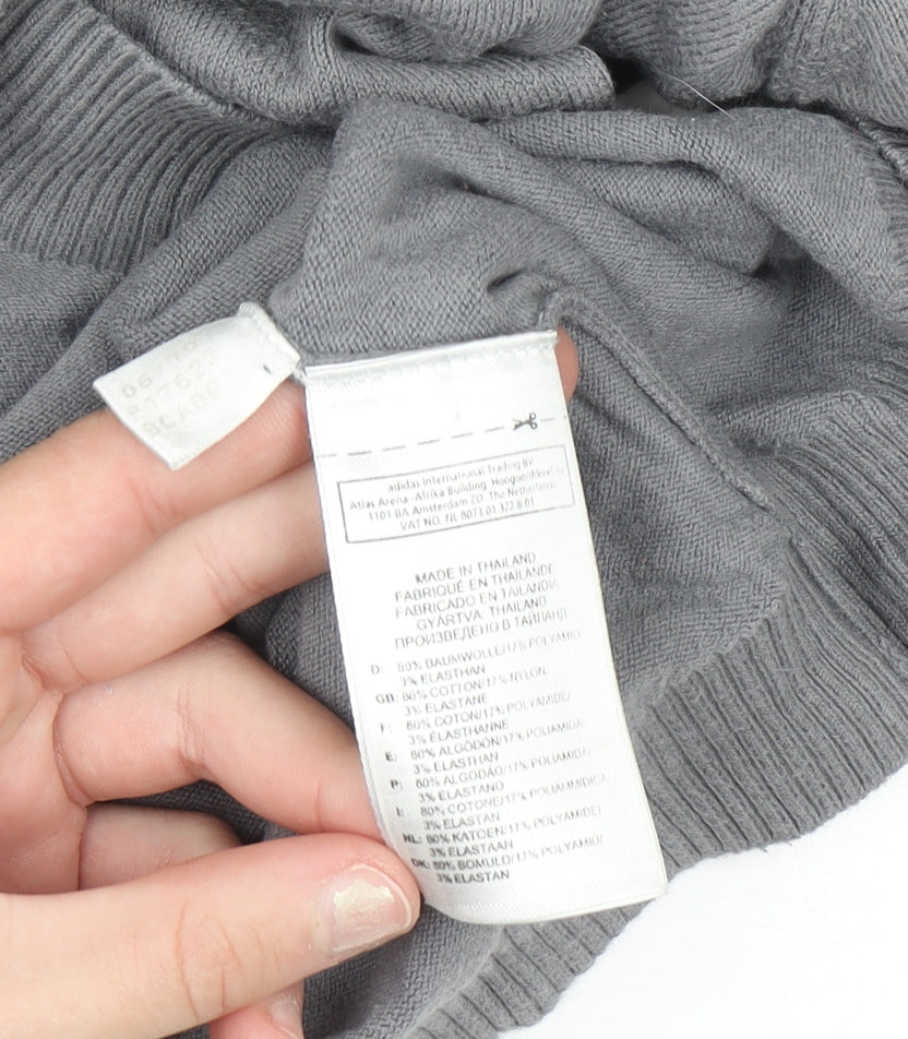 Adidas Mens Grey XL V-Neck Cotton Knit Pullover Jumper
