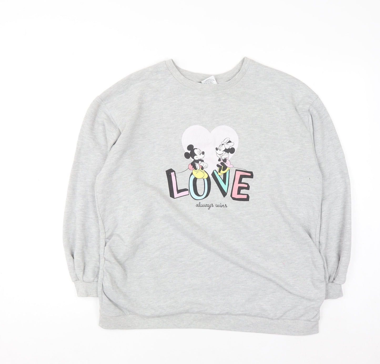 Disney Tu Women Grey Mickey & Minnie Sweatshirt Size 14 Pullover