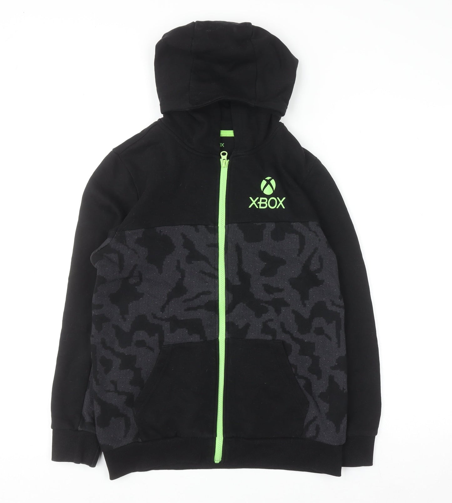 Xbox Boys Black Full Zip Hoodie 11-12 Years Camo Fleece Cotton Blend