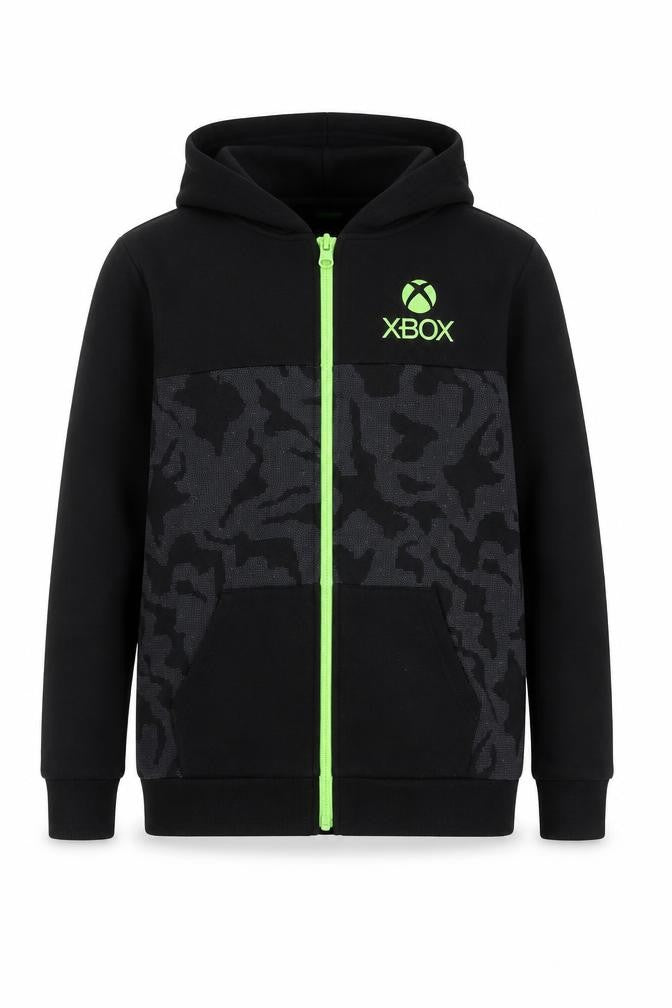 Xbox Boys Black Full Zip Hoodie 11-12 Years Camo Fleece Cotton Blend
