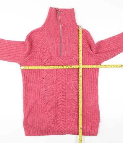 Marks & Spencer Womens Pink High Neck Half Zip Jumper Size S