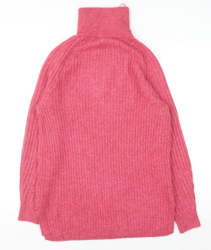 Marks & Spencer Womens Pink High Neck Half Zip Jumper Size S