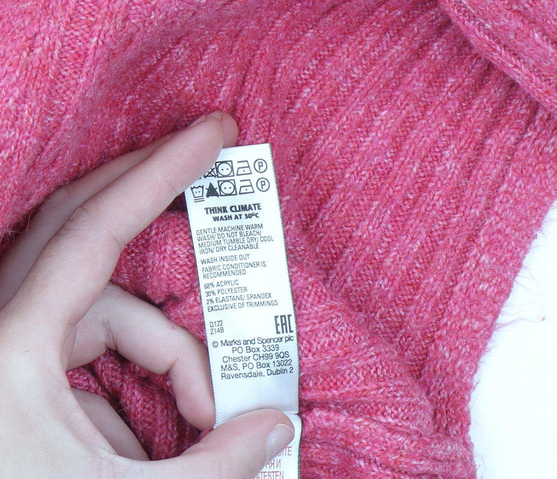 Marks and Spencer Womens Pink High Neck Half Zip Jumper Size S