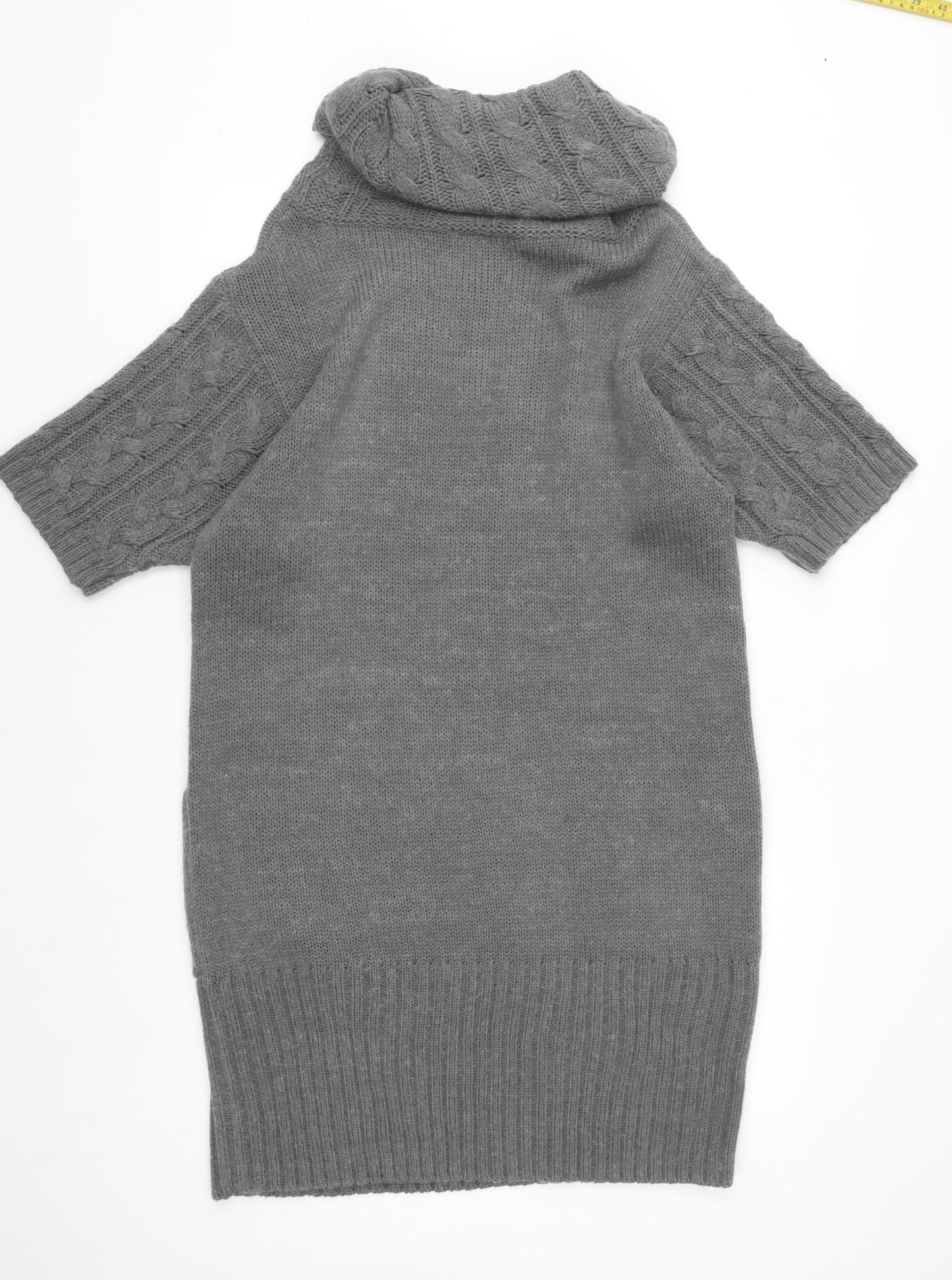 Marks and Spencer Women’s Grey Roll Neck Jumper Dress Size 16 Knit