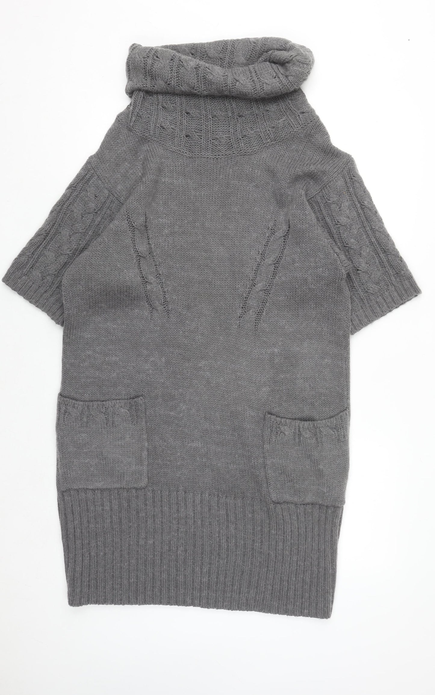 Marks and Spencer Women’s Grey Roll Neck Jumper Dress Size 16 Knit
