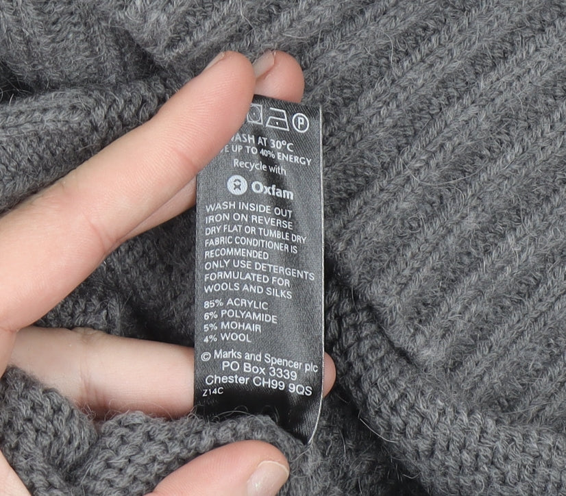 Marks and Spencer Women’s Grey Roll Neck Jumper Dress Size 16 Knit