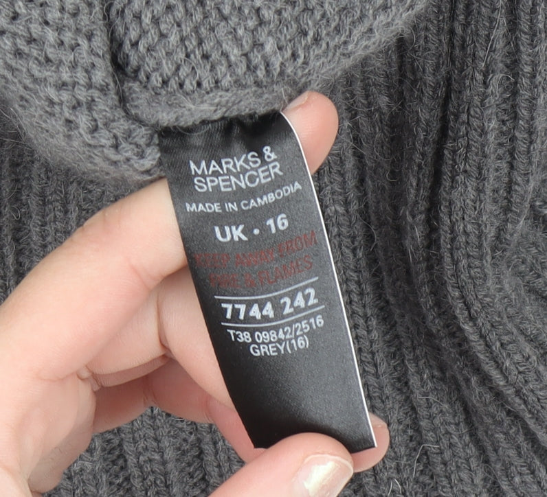 Marks and Spencer Women’s Grey Roll Neck Jumper Dress Size 16 Knit