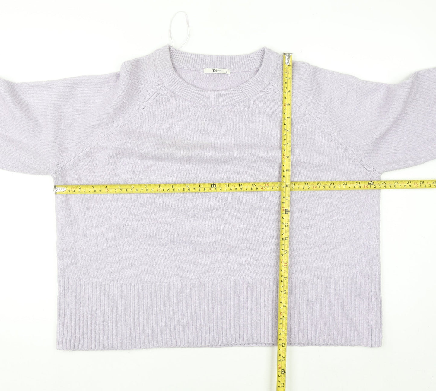 Tu Women Purple Acrylic Blend Crew Neck Pullover Jumper Size 16
