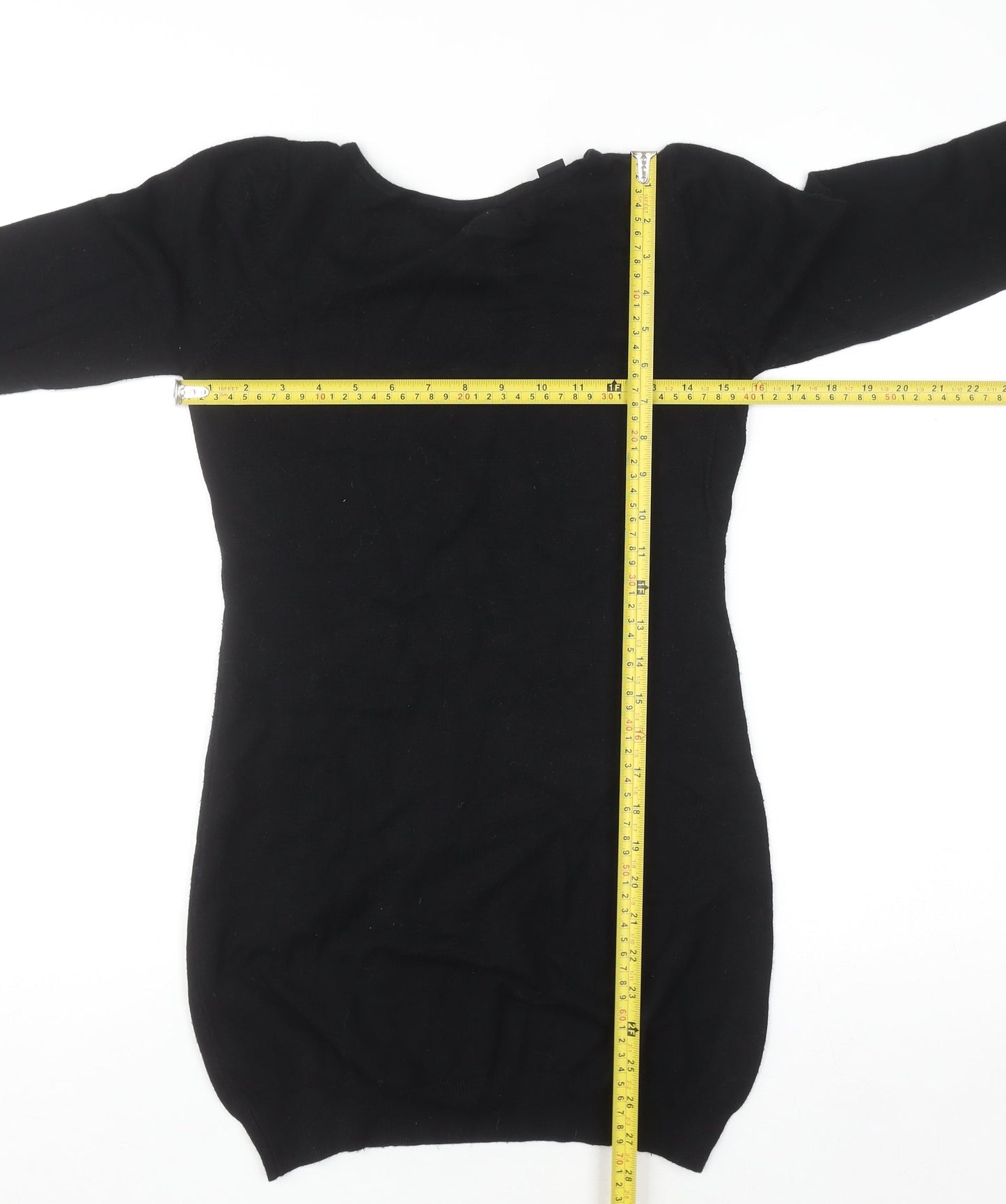 SOS Millenium Womens Black Long Sleeve Knit Blouse One Size