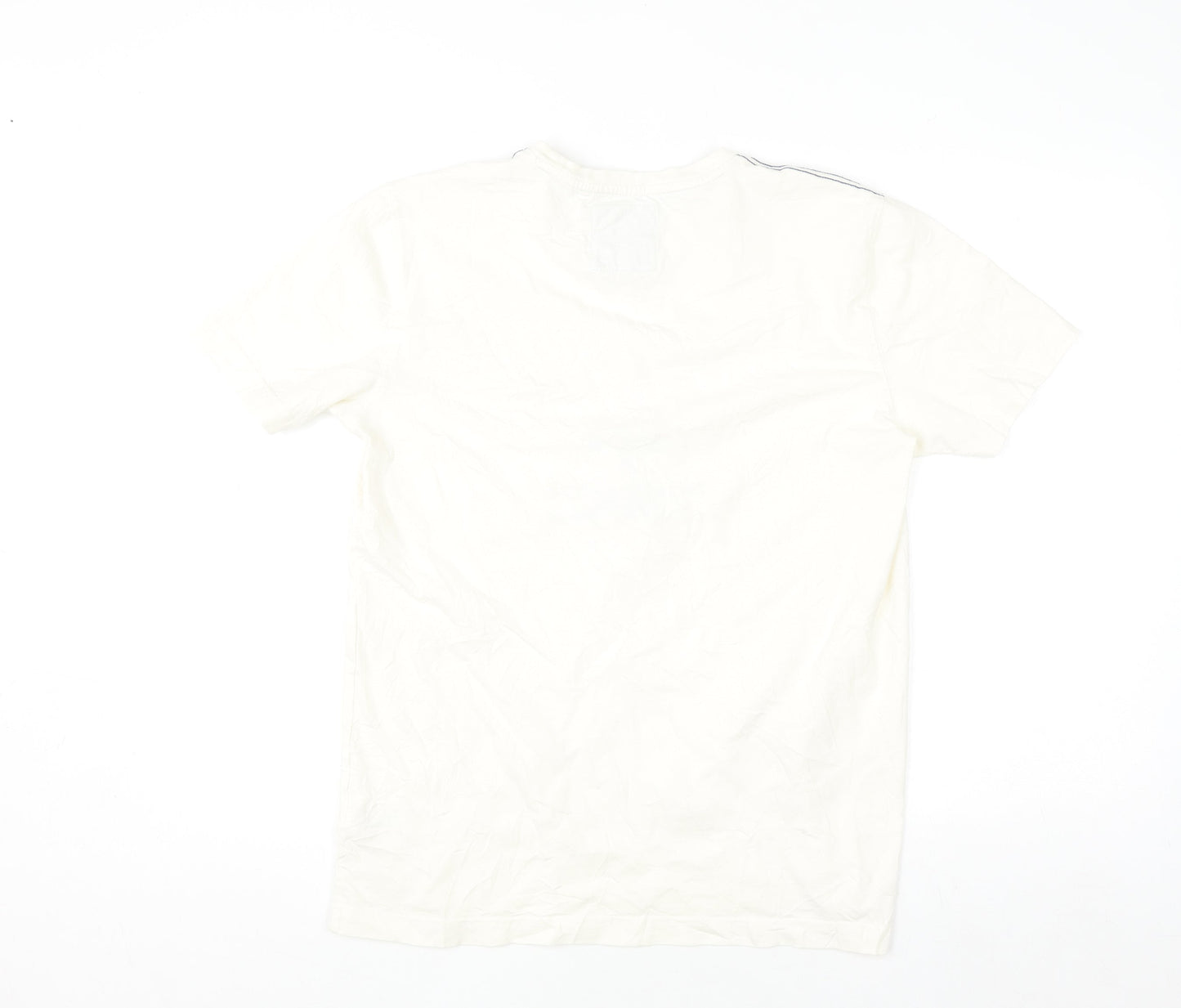 Crew Clothing Company Men's Beige Nautical Graphic Cotton T-Shirt Size M