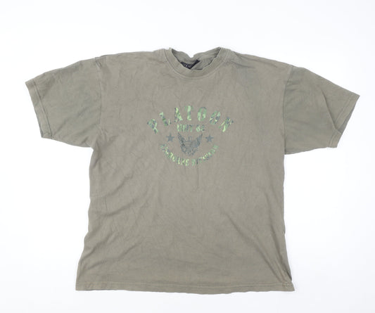 CS Active Men's Green Army Graphic T-Shirt Size L Cotton Crew Neck