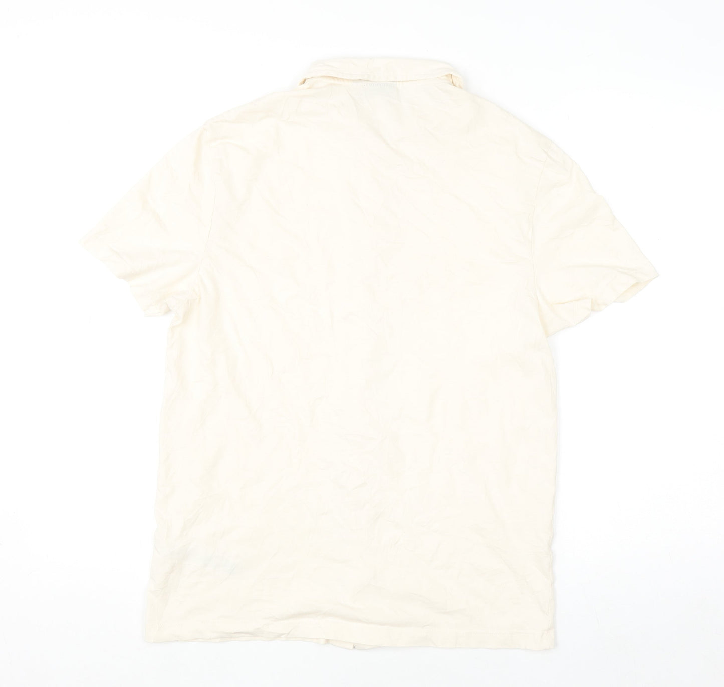 ASOS Design Men's Beige Cotton Short Sleeve Button-Up Shirt M