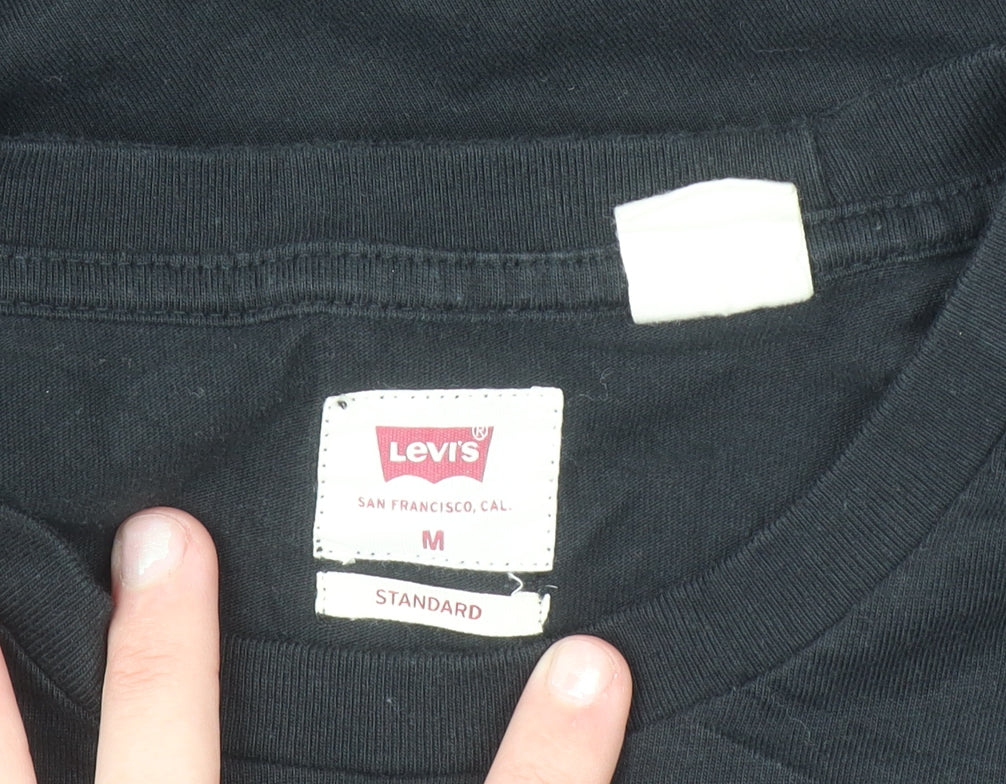 Levi's Men's Black Cotton Long Sleeve Crew Neck Casual Top - Size M