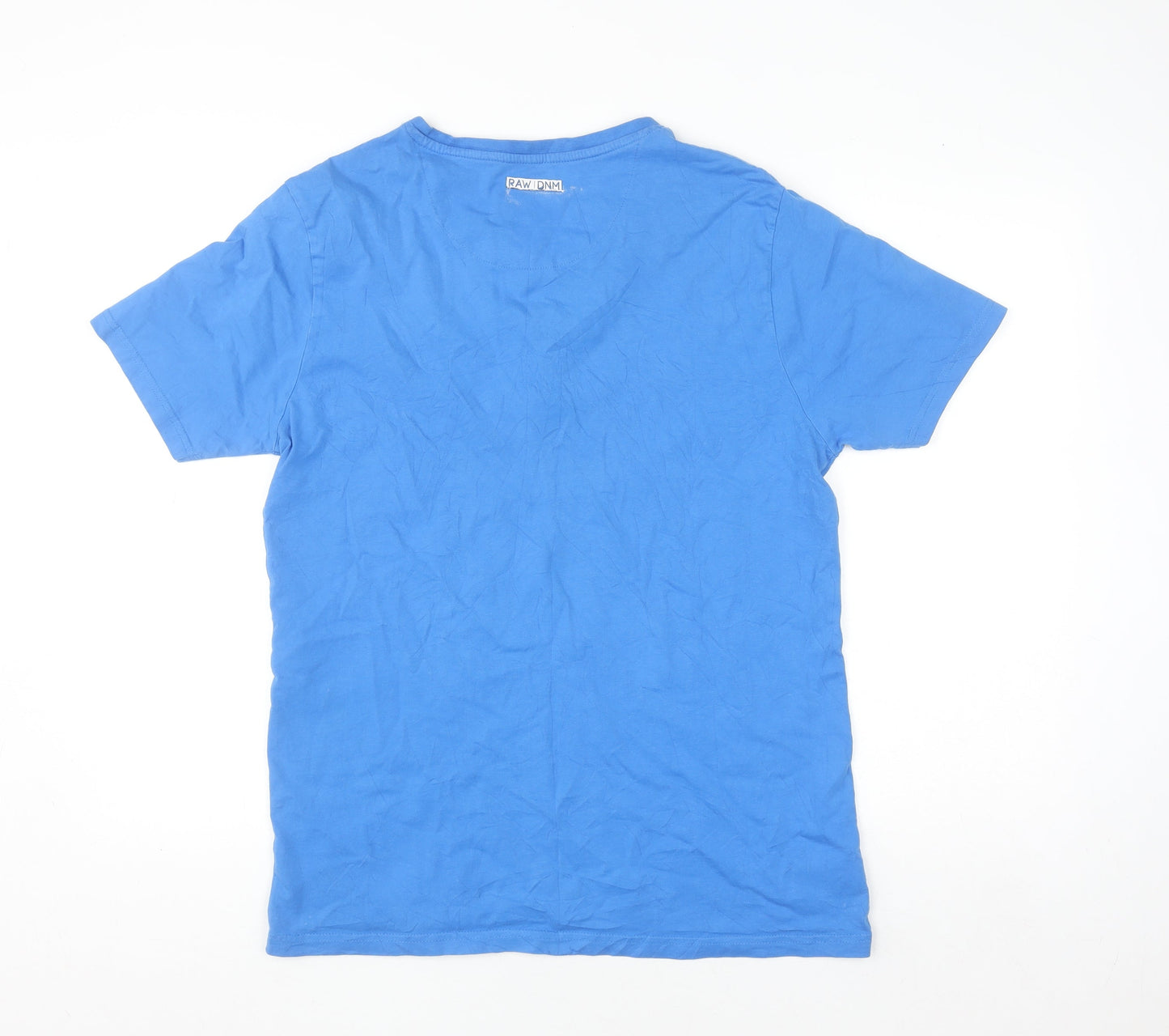 Rawcraft Men's Blue Henley Short Sleeve Cotton T-Shirt Size L