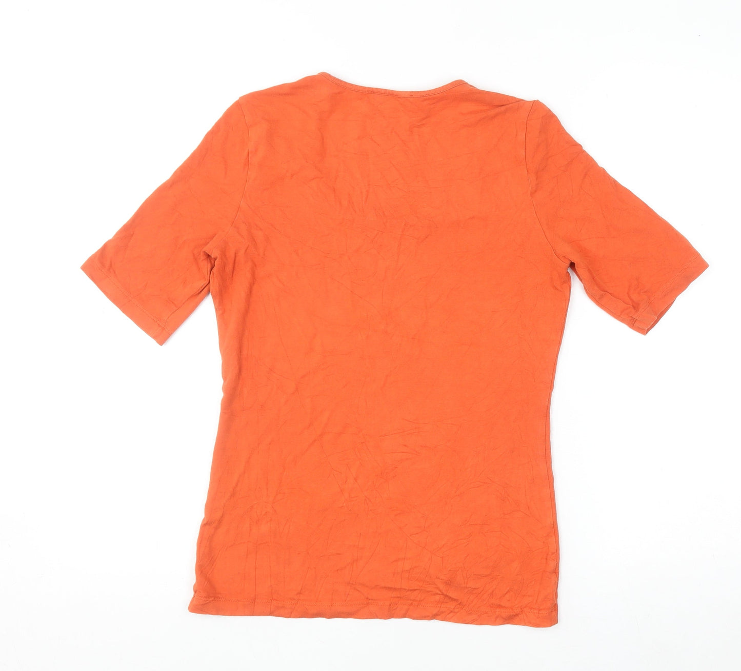 Kettlewell Women’s Orange Short Sleeve Square Neck Basic T-Shirt M