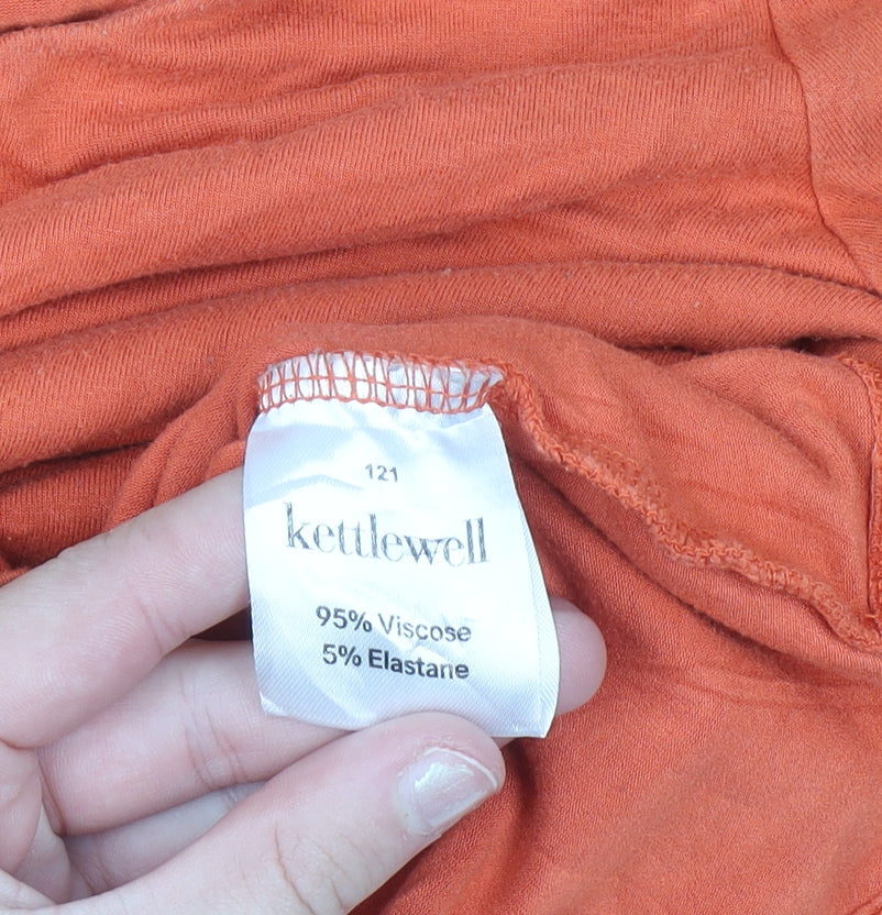 Kettlewell Women’s Orange Short Sleeve Square Neck Basic T-Shirt M