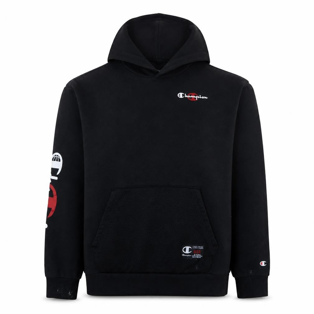 Champion Boys Black 2XL Pullover Hoodie Cotton Blend Logo Sweatshirt