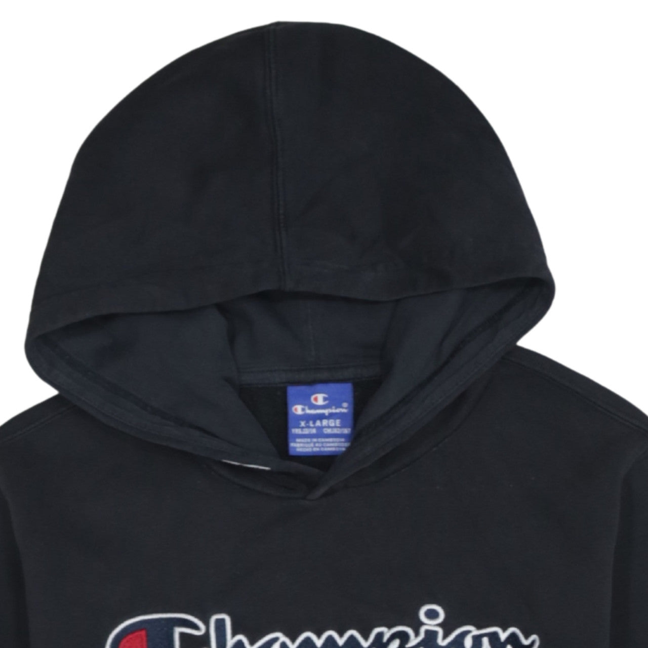 Champion Boys Black Pullover Hoodie XL 13-14 Years Cotton Blend Logo Print