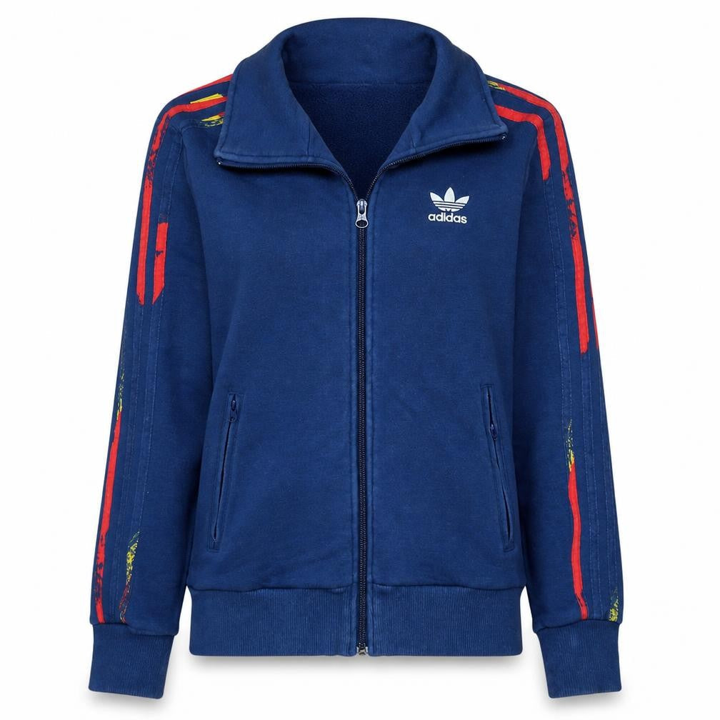 Adidas Women Blue Full Zip Hoodie Sweatshirt Size 8 Retro Logo