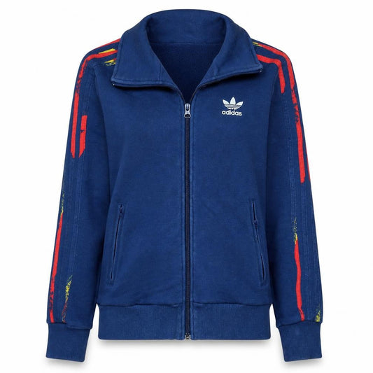Front view of Adidas Women Blue Full Zip Hoodie Sweatshirt, size 8, Retro Logo