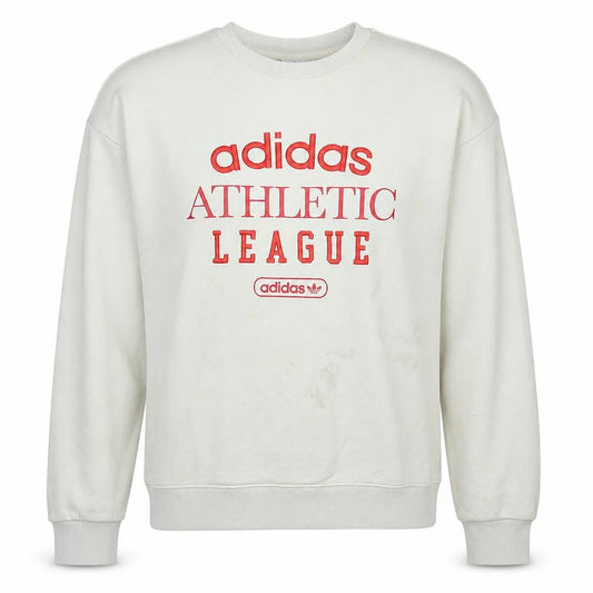 Adidas Womens White Crew Neck Pullover Sweatshirt L Logo Athletic League