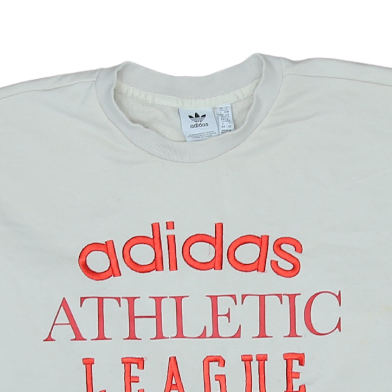 Adidas Womens White Crew Neck Pullover Sweatshirt L Logo Athletic League