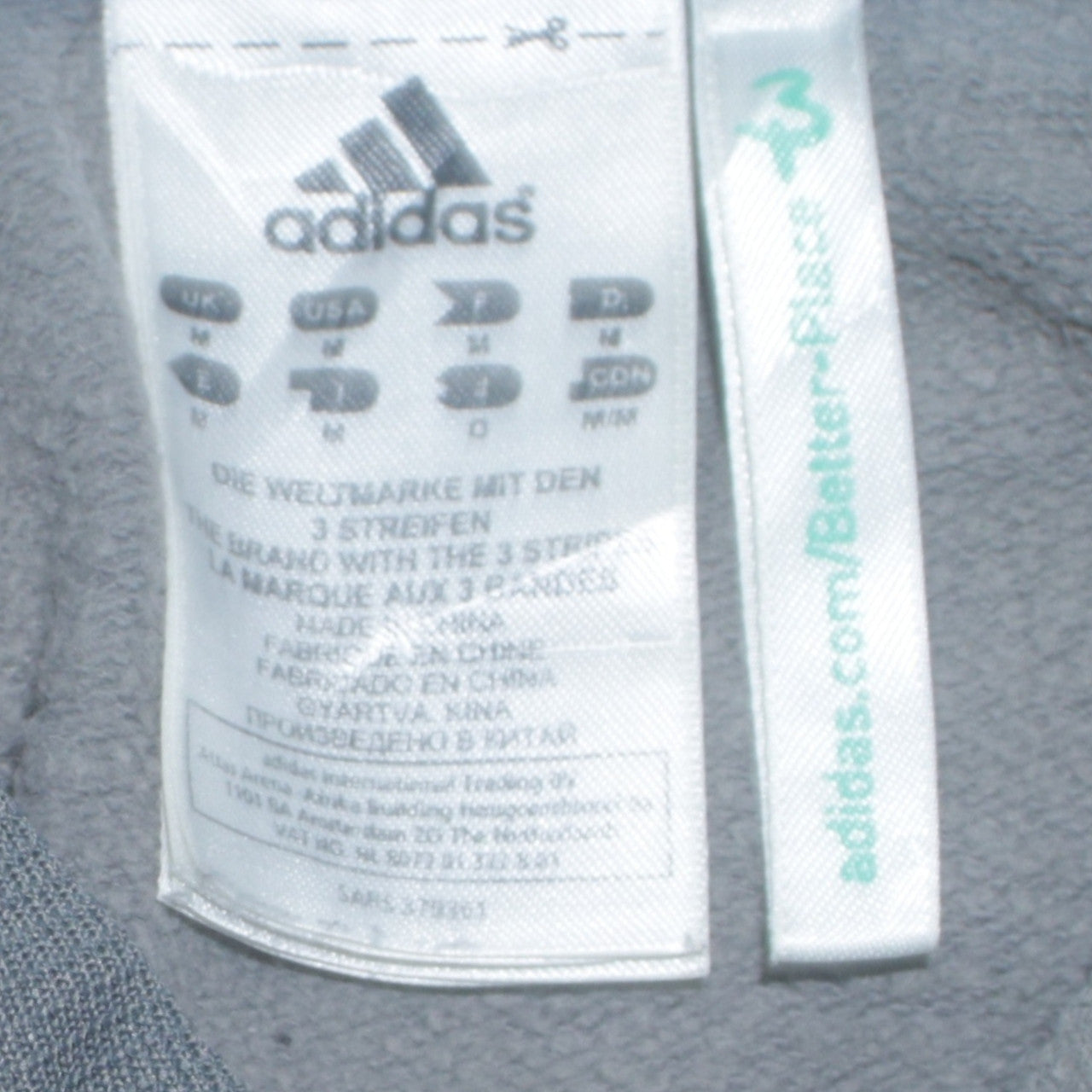 Adidas Men's Grey Blue White Pullover Hoodie Size M Sports Fleece